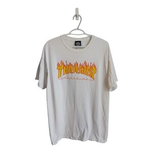 Y2K Thrasher Magazine Flames Logo T Shirt XL Skateboarding  Punk Grunge Rocker